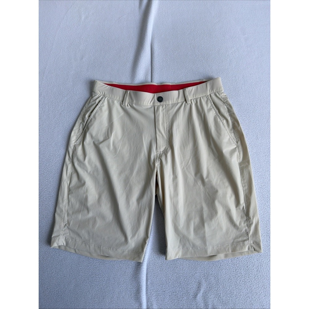 Redvanly Hanover Shorts Mens Medium Macadamia Beige Golf Stretch 9" Inseam
